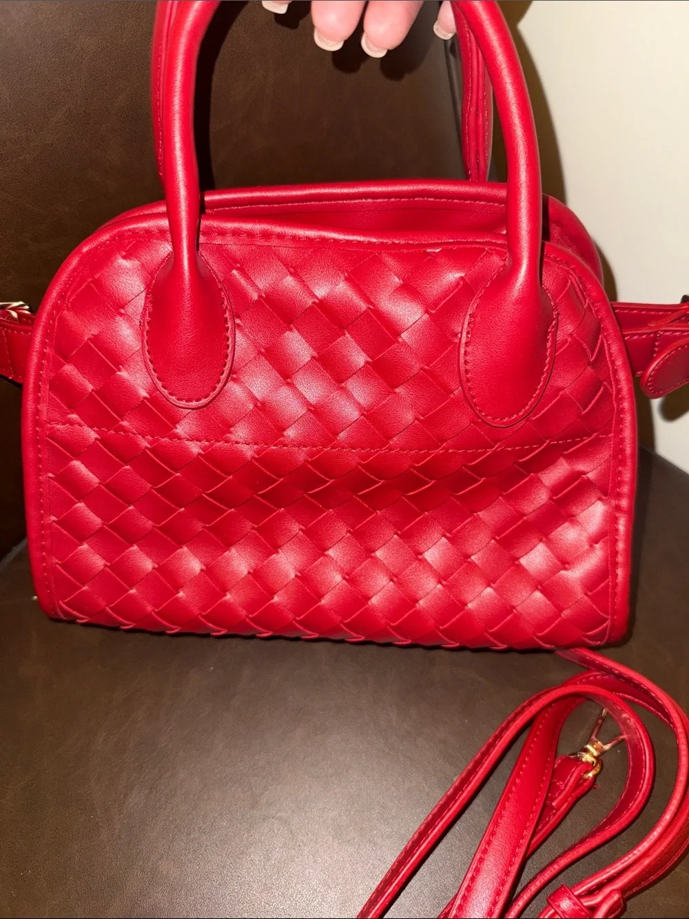 Urban Expressions Red Woven Satchel with Detachable Strap